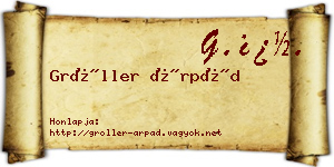 Gröller Árpád névjegykártya